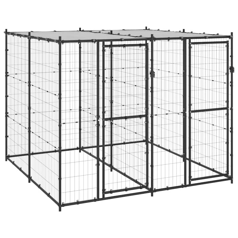 vidaXL Outdoor Dog Pen Pet Crate Kennel Cage Playpen House for Yard Steel