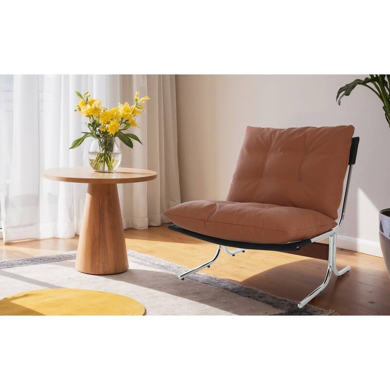 Faux Leather Chair with High Back