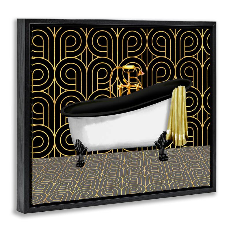 Stupell Bathroom in Deco Style Framed Floater Canvas Wall Art Design By Conrad Knutsen