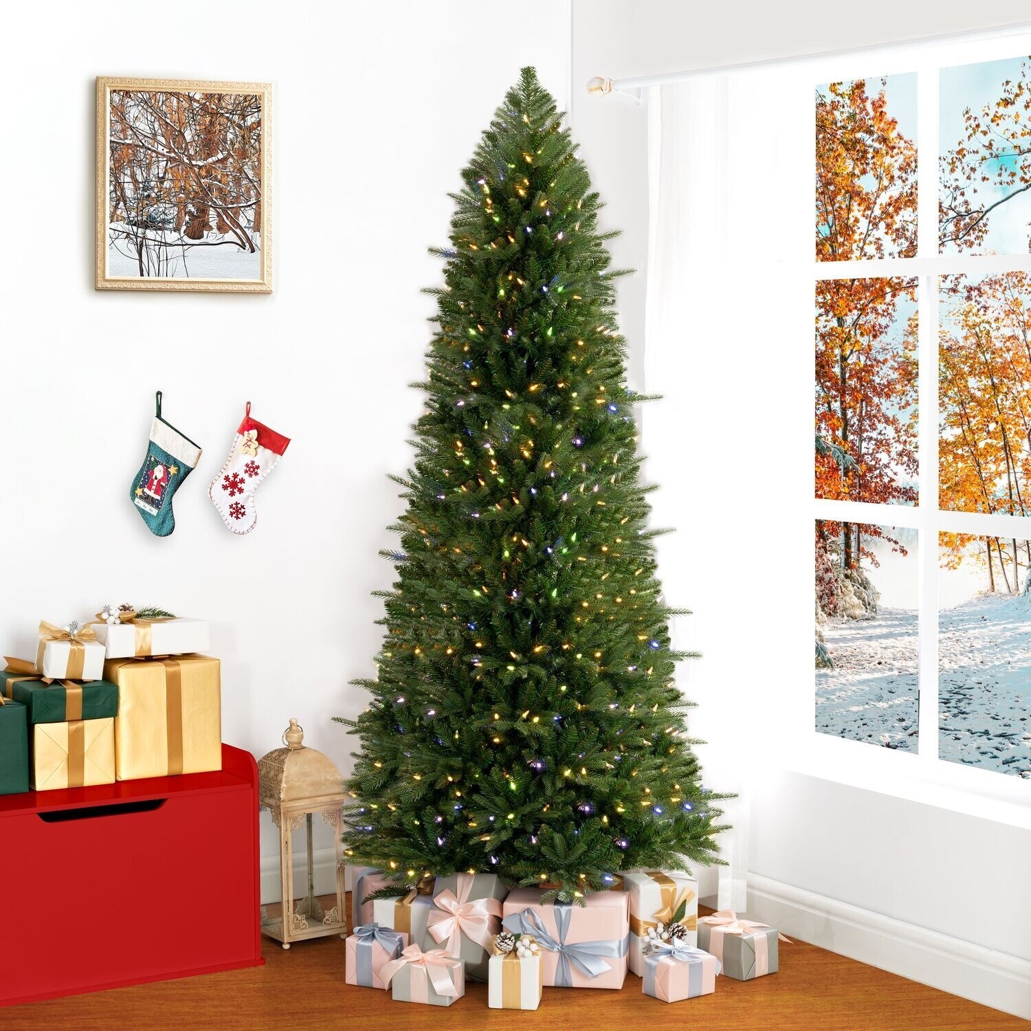 Artificial christmas trees with multi color lights cheap
