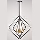 preview thumbnail 10 of 13, Brady 4 Light Black and Satin Brass Contemporary Geometric Cage Pendant Light - 22-in W x 24.25-in H x 22-in D