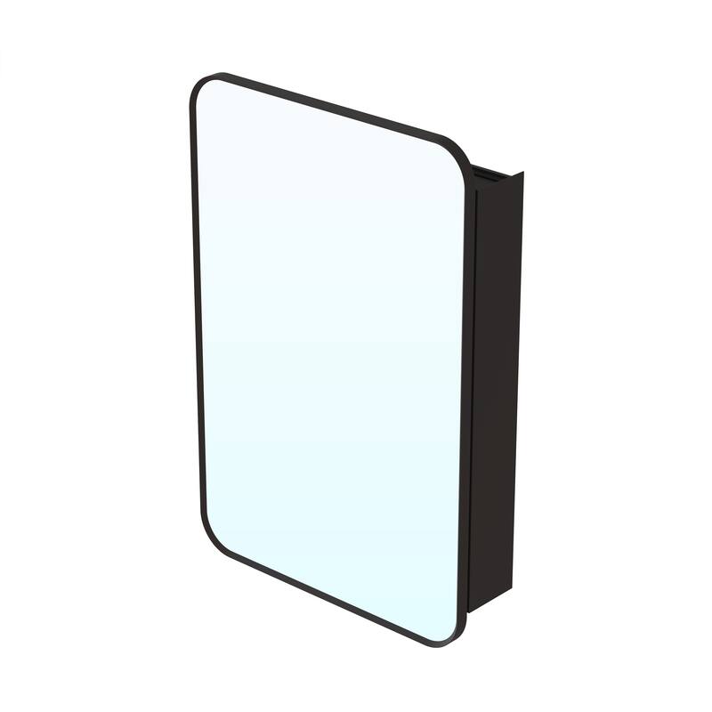 Recessed or Surface Wall Mount Bathroom Mirror Medicine Cabinet With Adjustable Glass Shelves