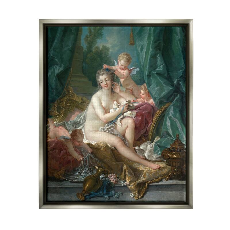 Stupell The Toilette of Venus Francois Boucher Classic Painting Floater Frame, Design by one1000paintings - 25 x 31 - Grey