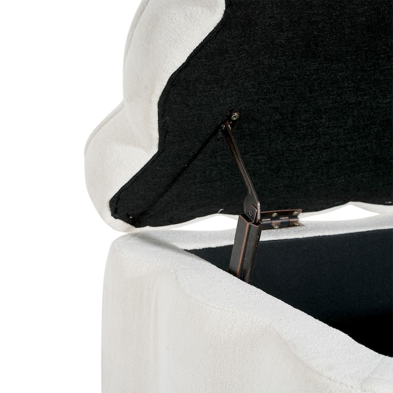 Christopher Knight Home - Milan Modern Velvet Storage Ottoman with Scalloped Design