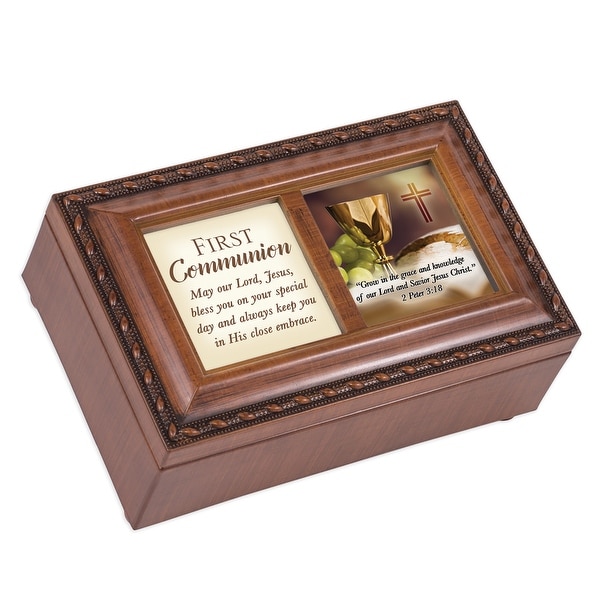 6" Brown First Communion Petite Music Locket Box - N/A