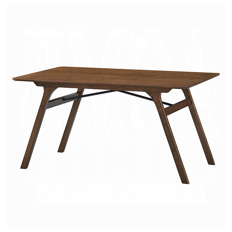 Lumy Dining Table, 59 Inch, Rectangular Top, Walnut Brown Rubberwood