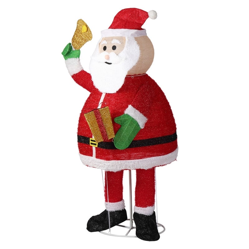 6FT Lighted Santa Claus Holding Bell Christmas Yard Decorations for Xmas Outdoor Holiday Indoor Decor Lighted Holiday Displays