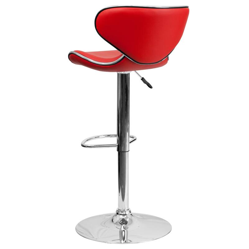 2 Pack Contemporary Mid-Back Vinyl Adjustable Height Barstool with Chrome Base - 16"W x 17.5"D x 34.5" - 43"H