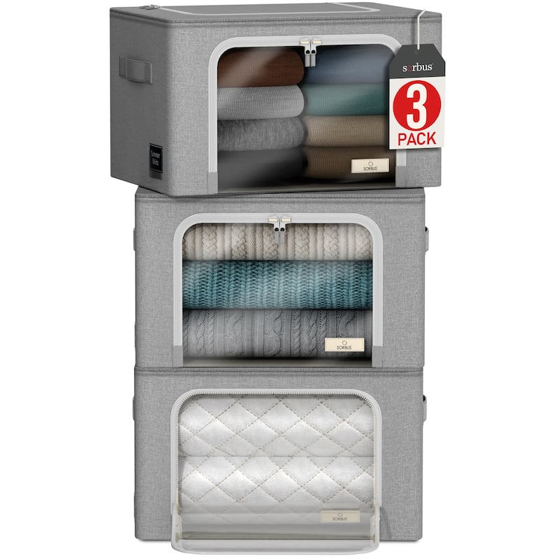 Sorbus Storage Bins and Organizers with Window and Handles - 17" L x 13" W x 13" H