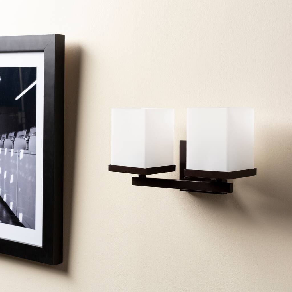 Lumi Frosted Glass 2-light Wall Sconce - 7.25"H x 12.5"W x 6"D
