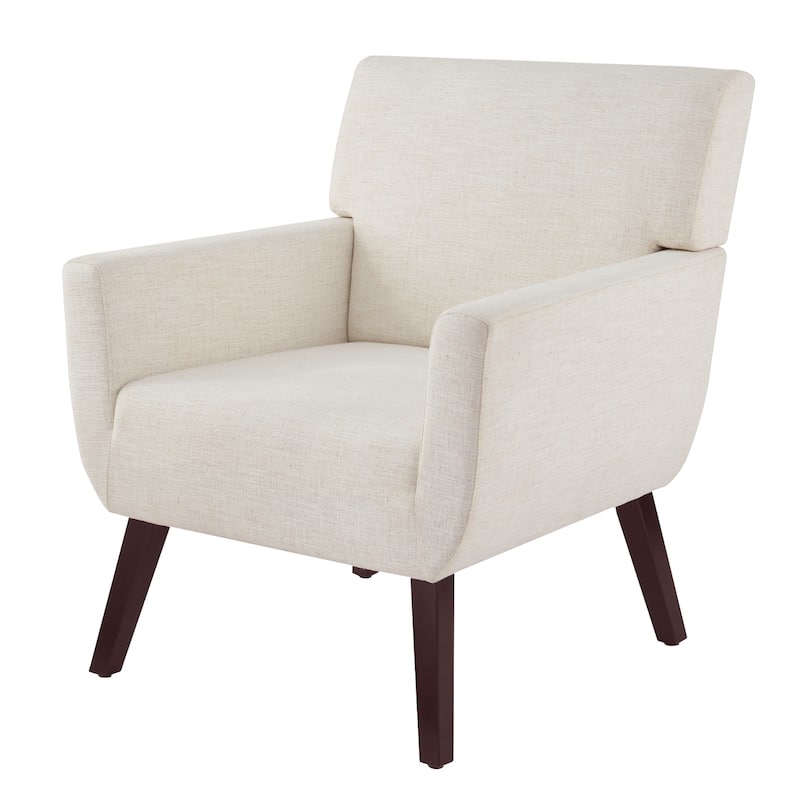 Modern Upholstered Armchair with Linen Fabric, Comfortable Accent Chair for Living Room, Bedroom or Office – Beige/blue/grey