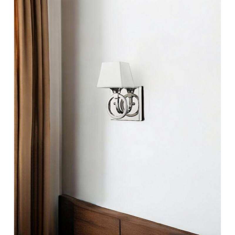 Modern Silver Wall Sconce with Frosted Glass Shade G9 LED Bulb and Steel Fixture 120V Hardwired - 7.5" H x 4.5" W x 4.5" D