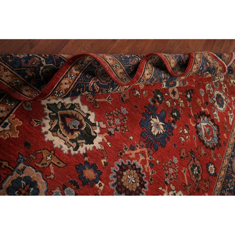 Vegetable Dye Heriz Area Rug Hand-Knotted Traditional Wool Carpet - 5'11" x 9'0"