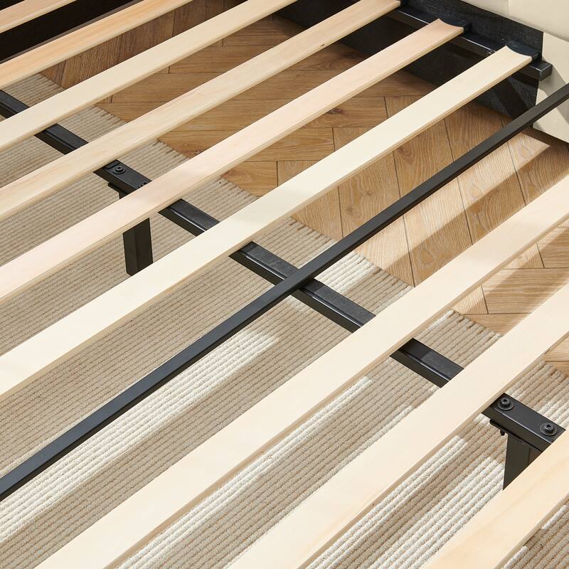 Roomfitters Full Upholstered Tufted Bed Frame with Backrest and Armrests, Velvet Sofa Bed for Bedroom or Living Room