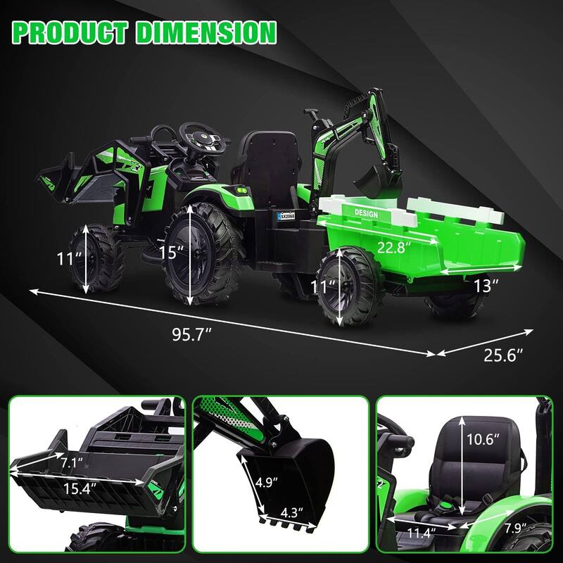 3 in 1 Ride on Tractor, Excavator & Bulldozer