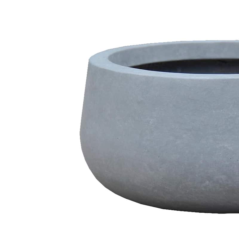 Durx-litecrete Lightweight Concrete Modern Low Bowl Cement Planter-Small - 11.8'x11.8'x5.9'