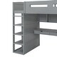 preview thumbnail 79 of 78, Twin/Full Size Loft Bed with Bulit-in Desk and Wardrobes, Solid Wood Kids Loft Bedframe with 4 Drawers and Storage Shelves