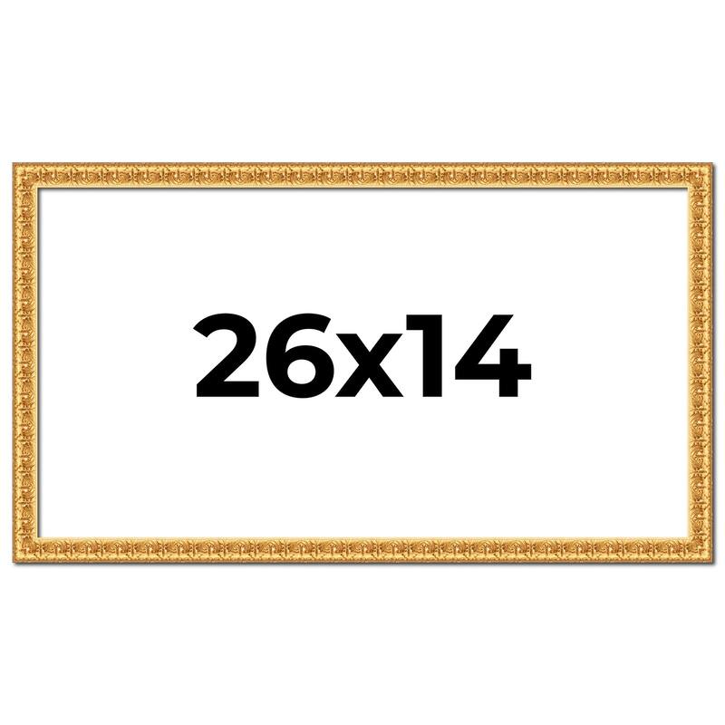 26x14 Frame Gold Real Wood Picture Frame Width 1 inches | Interior