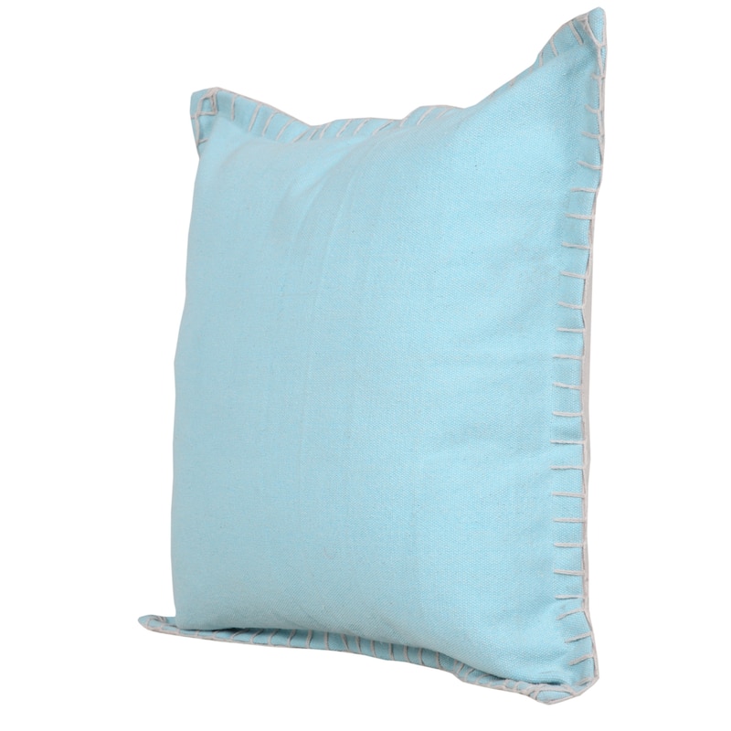 HomeRoots 20" X 20" Light Blue 100% Cotton Zippered Pillow