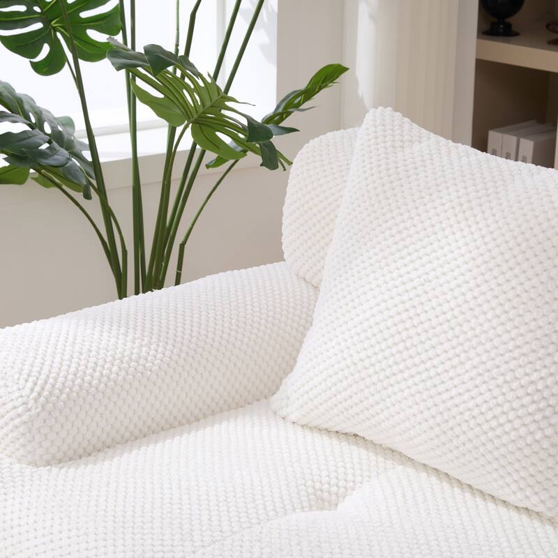 104"W Modern Upholstered Sectional Sofa with 3 Pillows and Ottoman