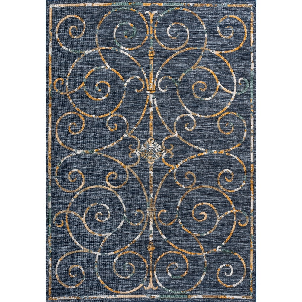 JONATHAN Y Reversible Argo Classic Cottage Filigree Scroll Machine-Washable Indoor/Outdoor Rug