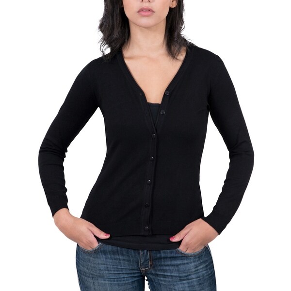 Real Cashmere Black v-neck Cardigan Womens Sweater