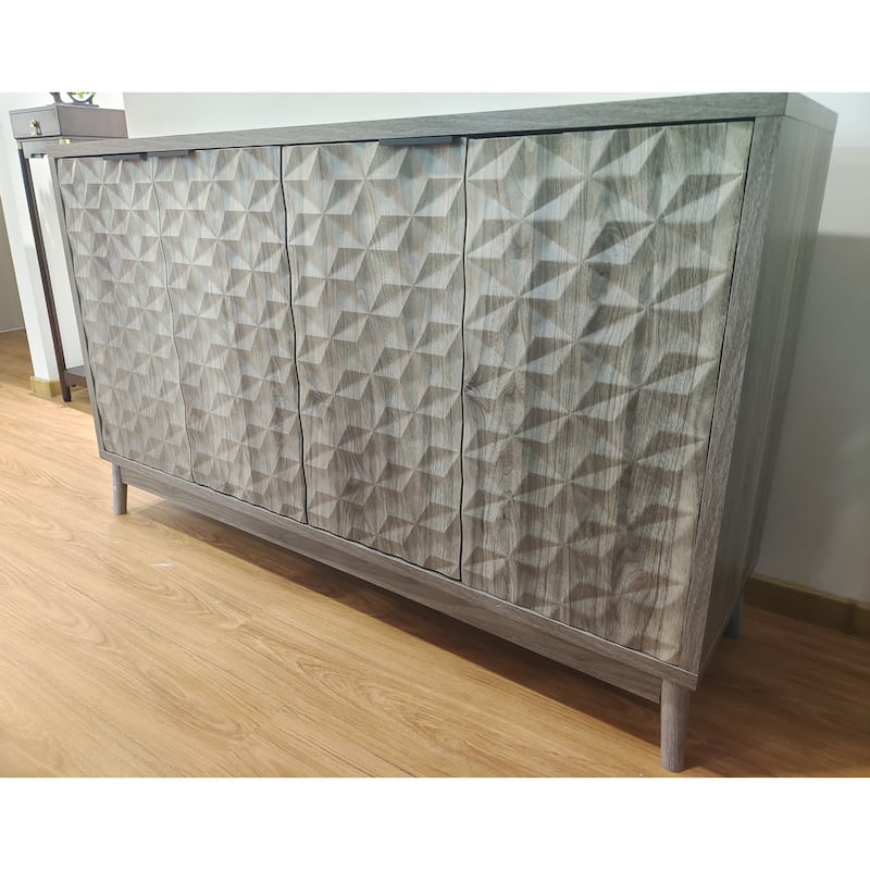 Modern Style Buffet Cabinet,Sideboard Buffet Cabinet With Storage,Storage Cabinet with 4 Diamond-shaped relief Doors
