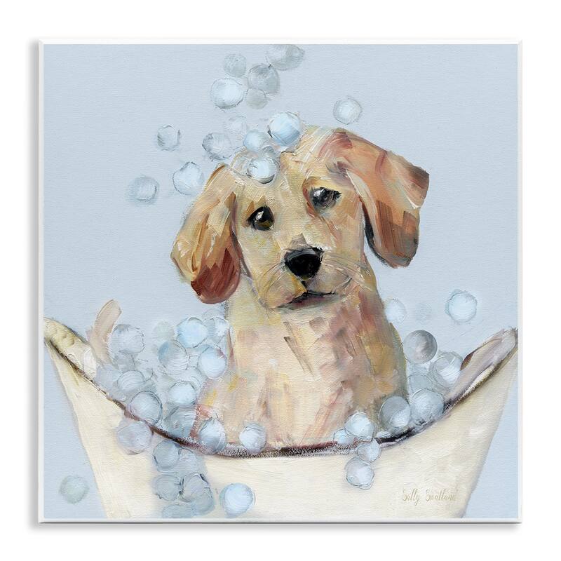 Stupell Bubble Bath Lab Puppy Wall Plaque Art Design By Sally Swatland - 12 x 12