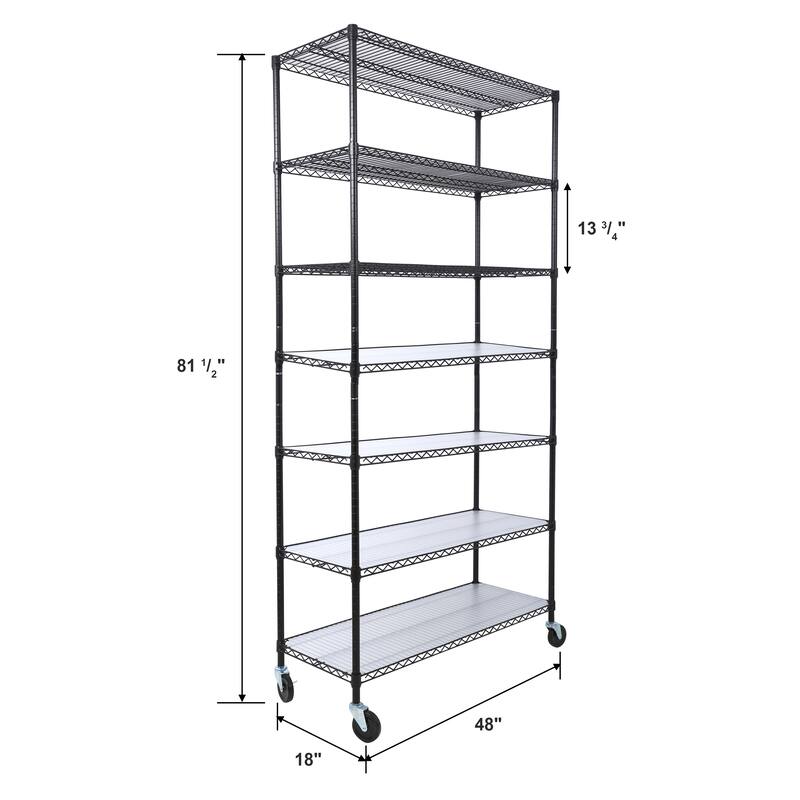2450lbs Heavy Duty Adjustable Storage Rack with Wheels & Shelf Liners