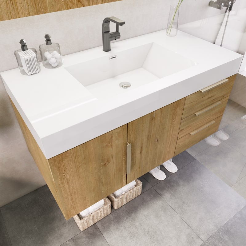 Noble 42" Wall Mounting Vanity (R Drawer) with Reinforced Acrylic Sink