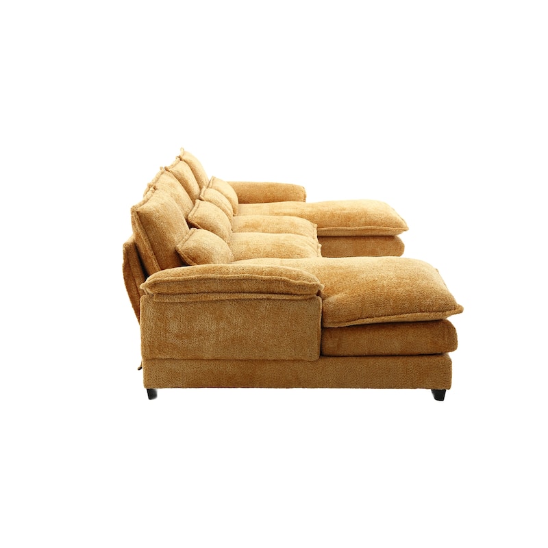 Yellow 110.63" U-Shaped 6-Seater Sofa with Spacious Design