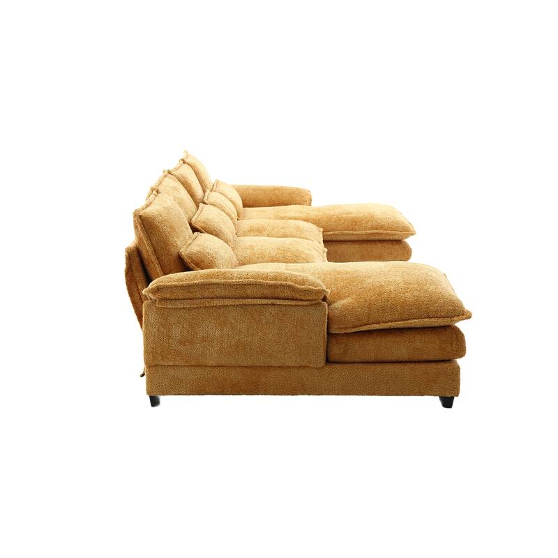 Yellow 110.63'' Spacious U-Shaped 6-Seat Sectional Sofa with Modular Ottomans