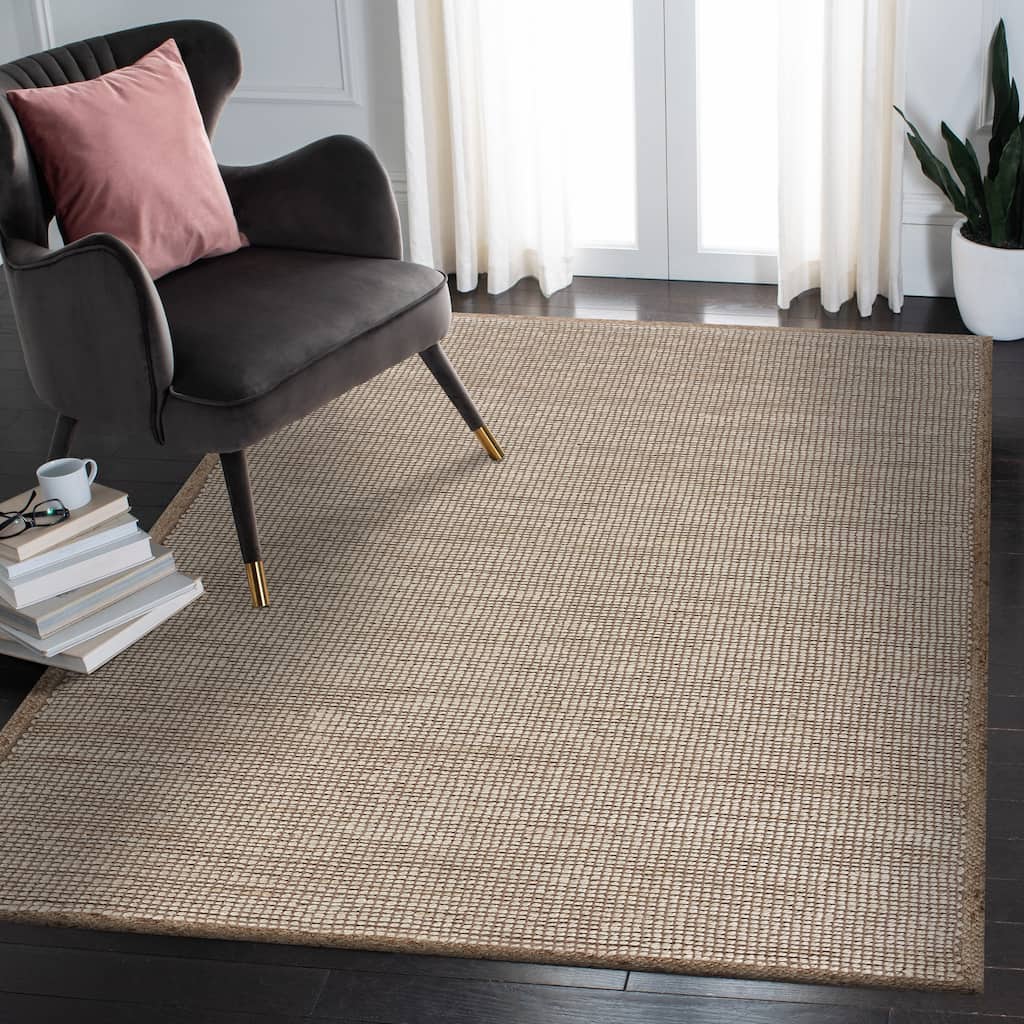 Sevita Organic Jute Woven Area Rug, Tan and Off-White