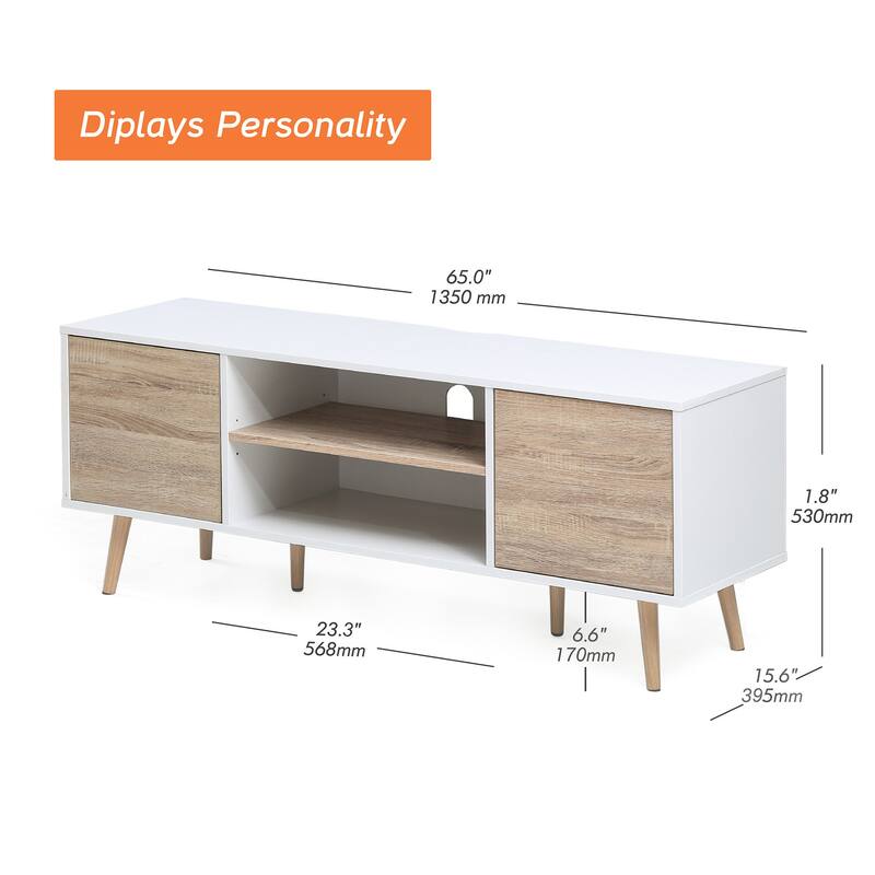 WAMPAT Mid Century Modern TV Stand Entertainment Center