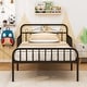 preview thumbnail 25 of 25, Twin Size Bed Frame with Headboard and Safety Side Guardrails-Black