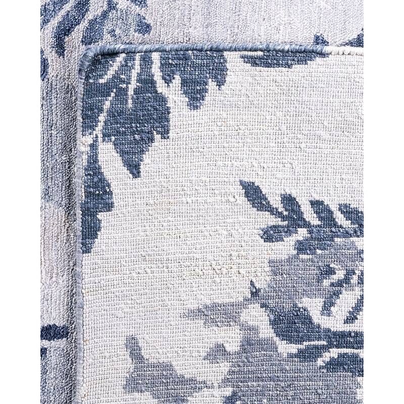 Modern One-of-a-Kind Hand-Knotted Area Rug, Blue - 9' 2" x 12' 4"