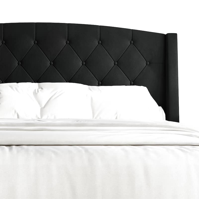 CraftPorch Classic Button Tufted Wingback Upholstered Bed with Drawers