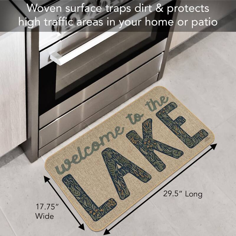 Lakeside Days Indoor/Outdoor Natural Linen Look Floor Mat with Recycled Rubber Back Manufactured in The USA 29.5” x 17.75”