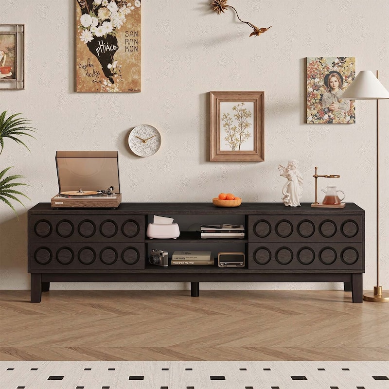 TV Stand for TVs up to 75,with 4 Drawers,Entertainment Center with Spacious Storage and Modern Design