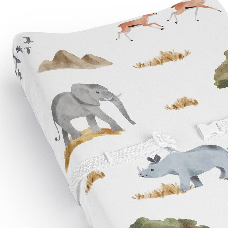 Sweet Jojo Designs Jungle Animals Boy, Girl, Unisex/Gender Neutral Changing Pad Cover Sheet - Boho, Wildlife Safari Animal, Lion