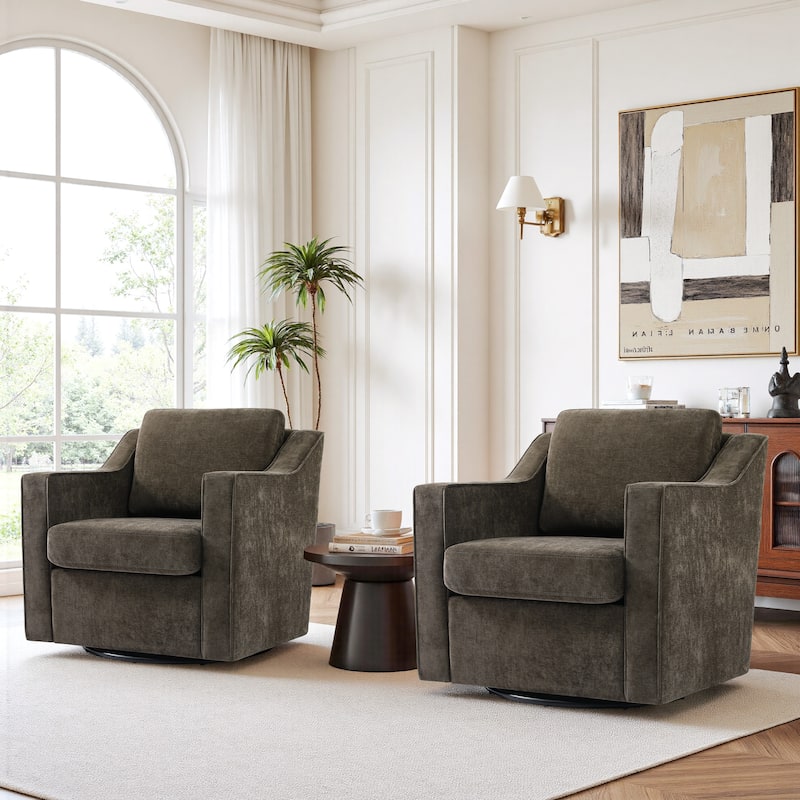 2 Set Modern Swivel Accent Arm Chair For Living Room