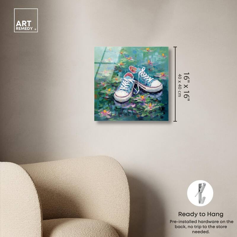 Lily Pad Sneakers II Acrylic by Art Remedy, Ready to Hang