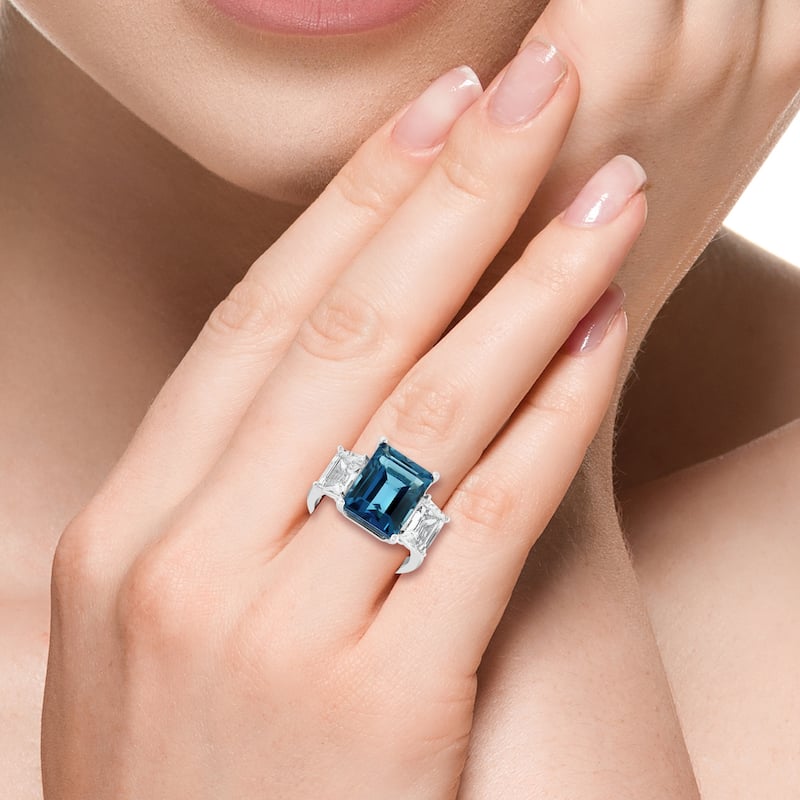 EFFY 14K Gold ,London Blue Topaz,White Topaz Ring