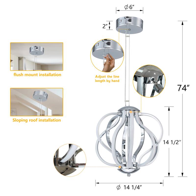 C Cattleya 10-Light Chrome Finish 3000K LED Chandelier Pendant Light