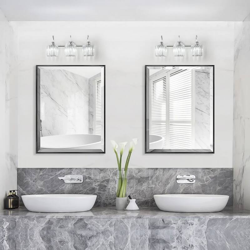 3/ 4 - Light Modern Glam Luxuriou Dimmable Crystal Bathroom Vanity Light Linear Wall Light