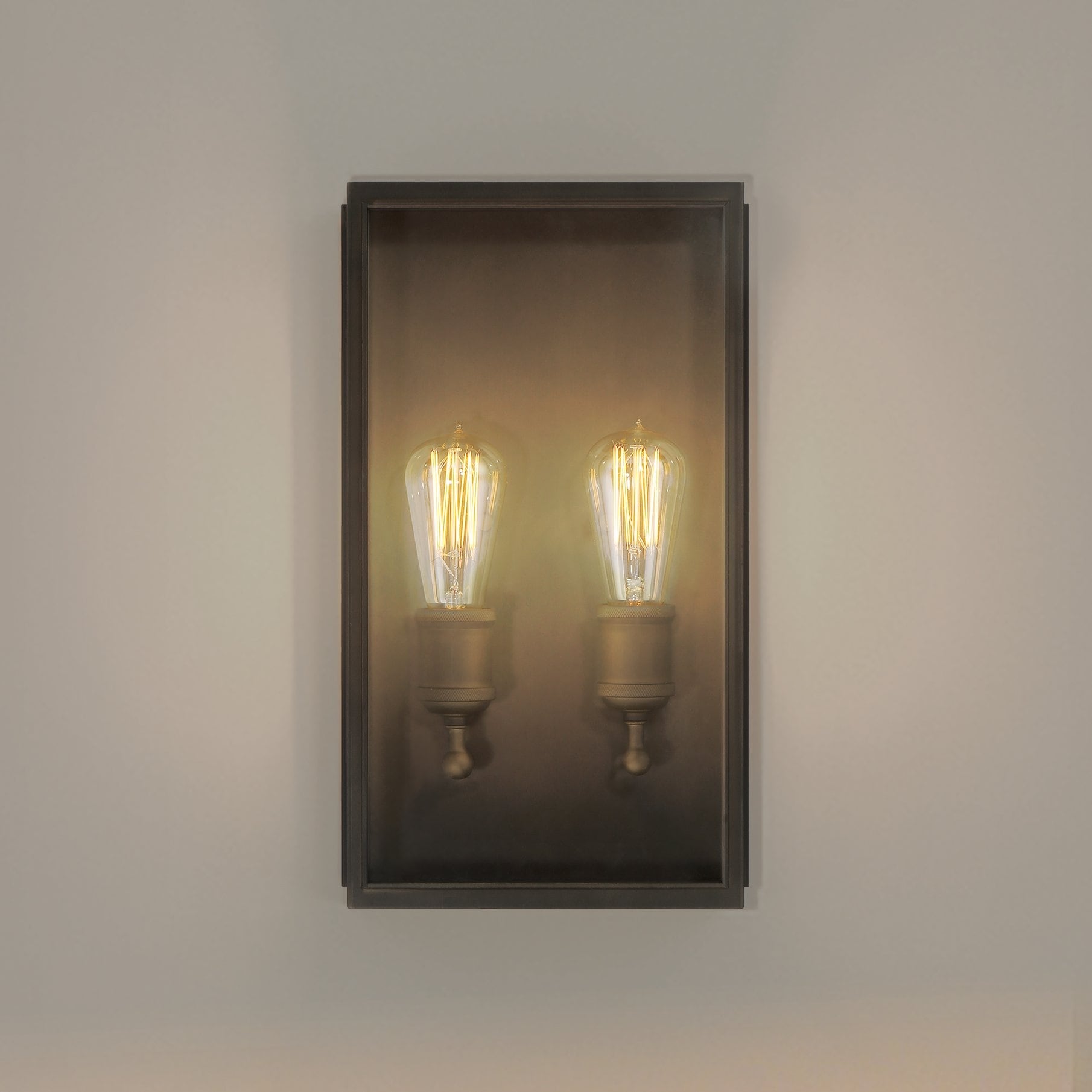 Thesis Hollis 16-inch 2-light Blackened Brass Exterior Wall Sconce with Clear Glass
