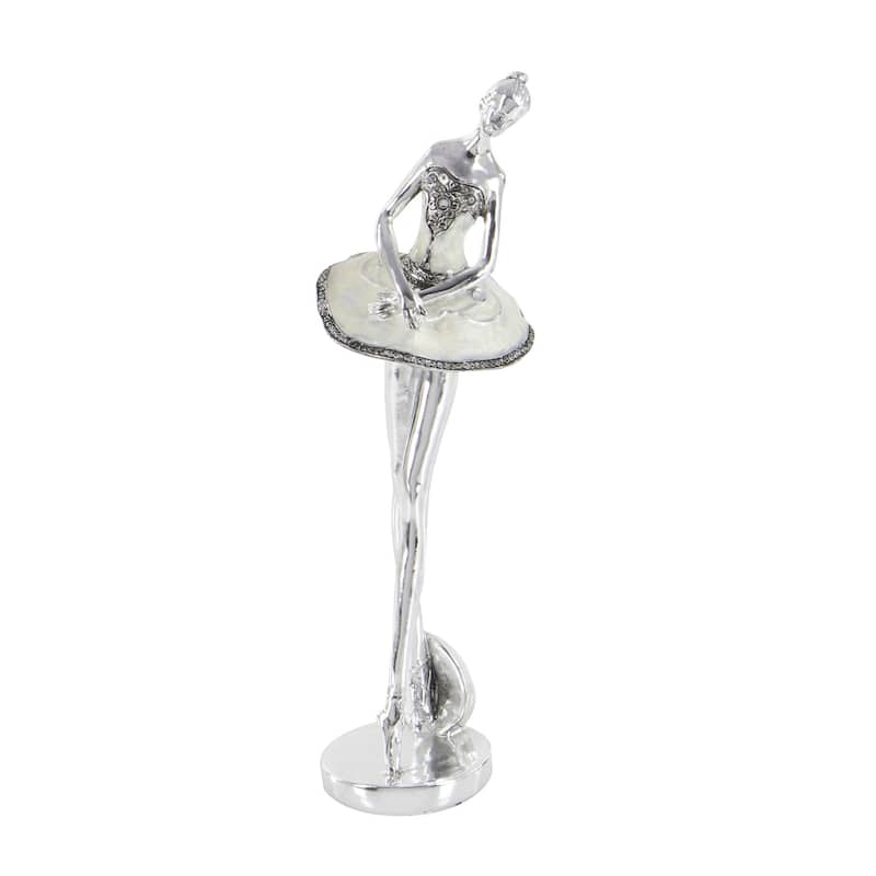 Polystone Dancer Sculpture with Capiz Inlay - Set of 3 Silver - Roche River Decor