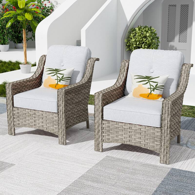 XIZZI 2-piece Patio Furniture Wicker Outdoor Chair Set - Grey