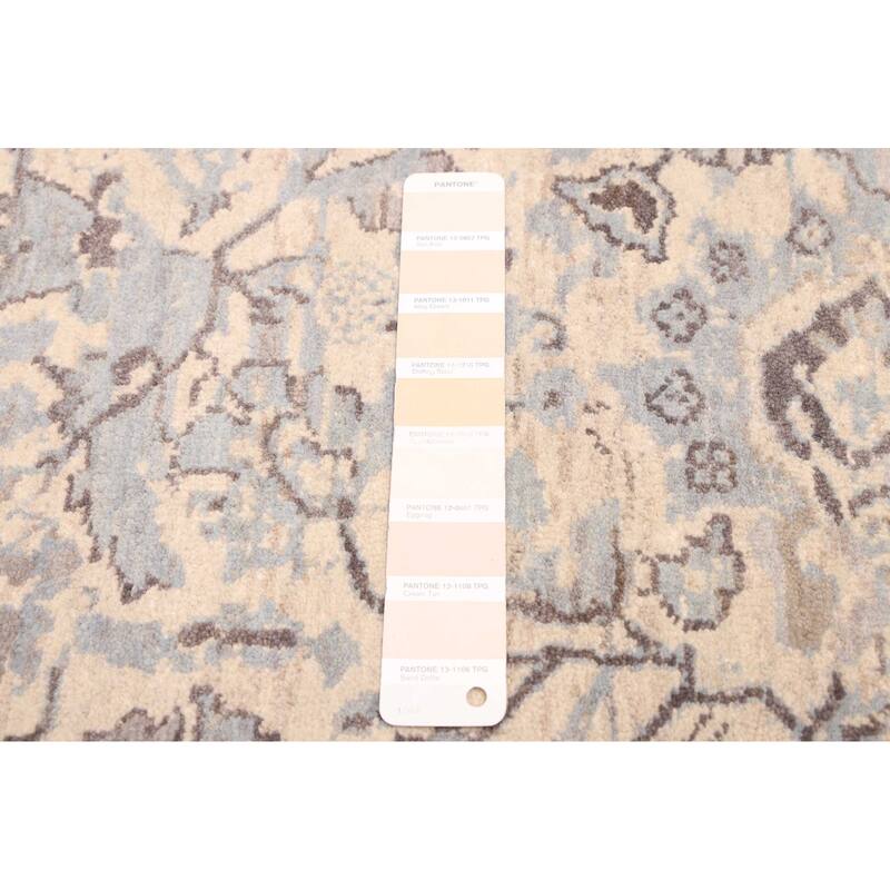 ECARPETGALLERY Hand-knotted Jamshidpour Ivory, Light Blue Wool Rug - 6'1 x 8'9