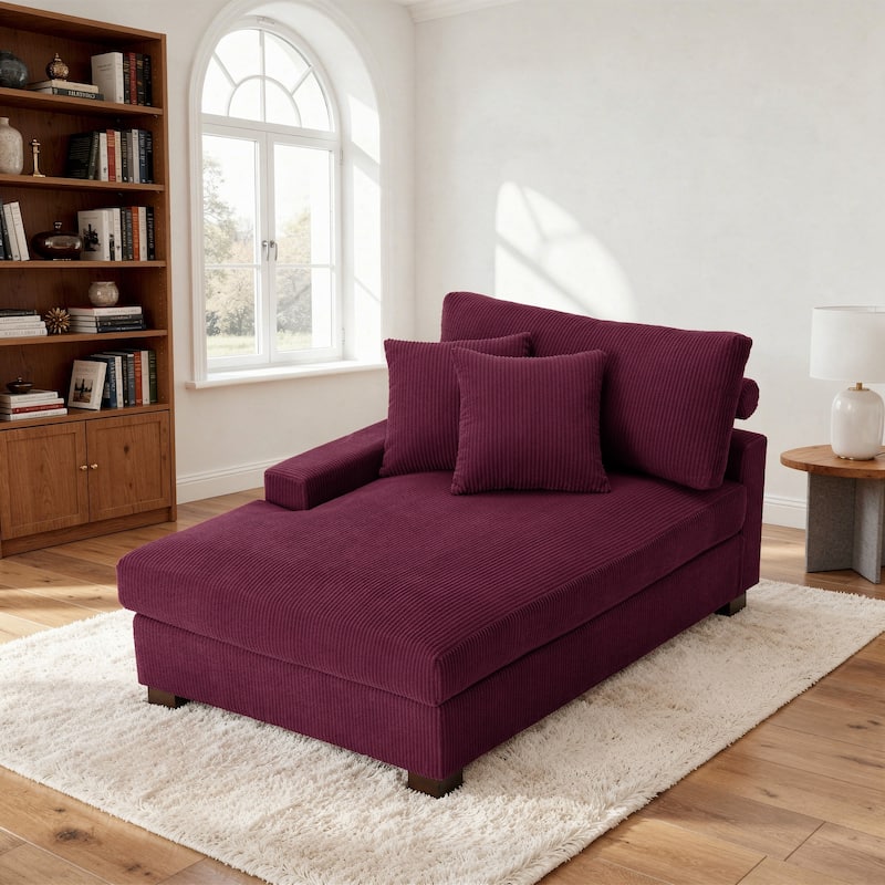 Corduroy Chaise Lounge Chair Upholstered Indoor Lounger Sofa